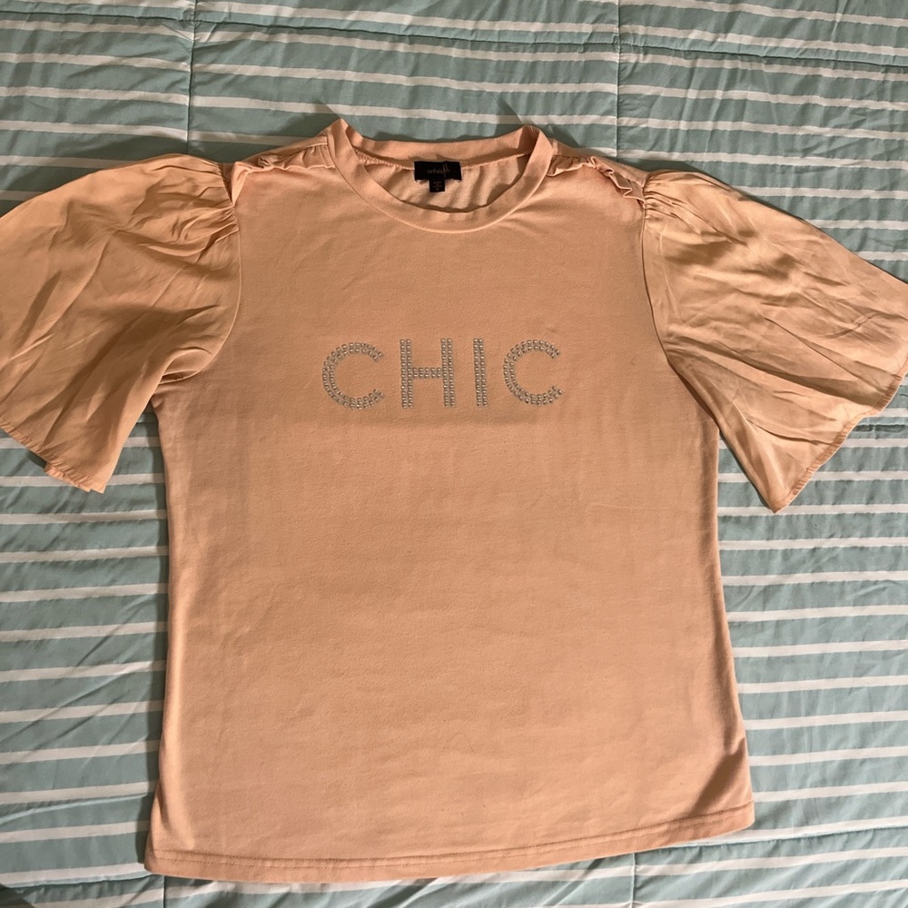 Chic Peach Puff Sleeve Top